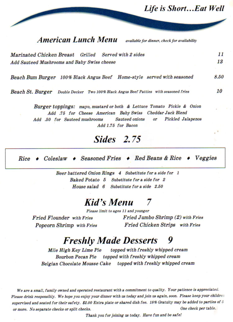 Beach & Station Street Grill Restaurant * Port Aransas Live
