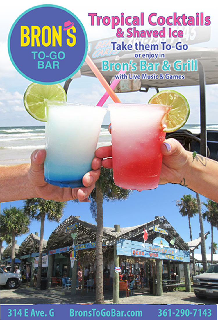 Bron's To-Go Bar Tropical Cocktails & Shaved Ice in Port Aransas, TX.