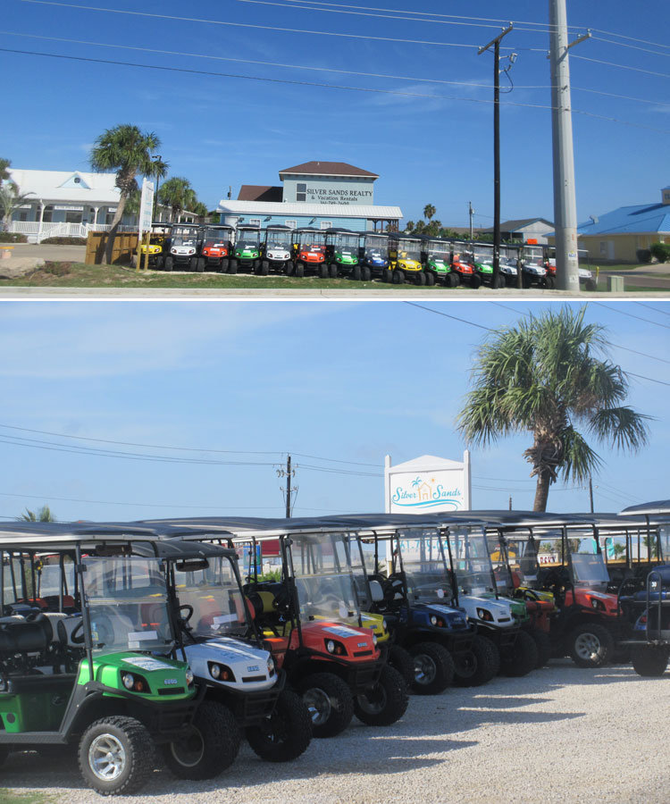 Silver Sands Golf Cart Rentals in Port Aransas, Texas.