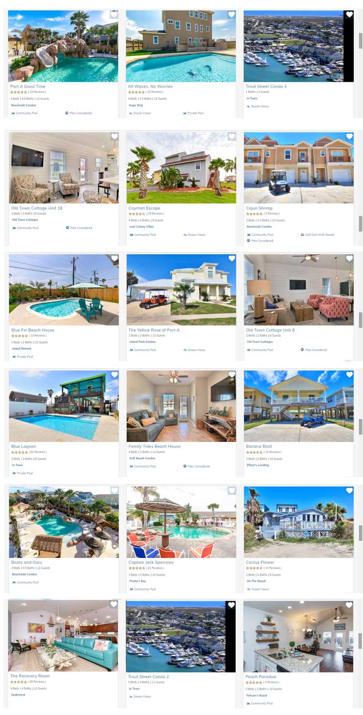 Silver Sands Vacation Rentals in Port Aransas, TX.